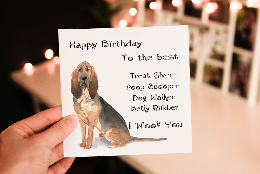 Bloodhound Dog Birthday Card, Dog Birthday Card